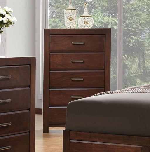 Acme Oberreit 5 Drawer Chest in Walnut 25796 - U&U Home Budget Furniture (Carteret, NJ)