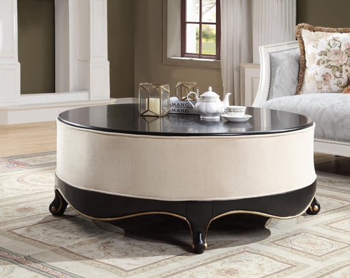 Sheridan Cream Fabric & Black Cocktail Table - U&U Home Budget Furniture (Carteret, NJ)