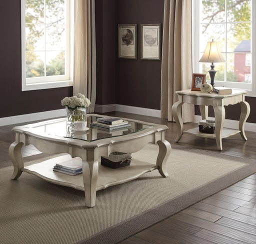 Chelmsford Antique Taupe & Clear Glass Coffee Table - U&U Home Budget Furniture (Carteret, NJ)
