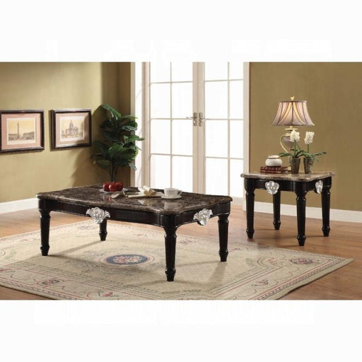Ernestine Marble & Black Coffee Table - U&U Home Budget Furniture (Carteret, NJ)