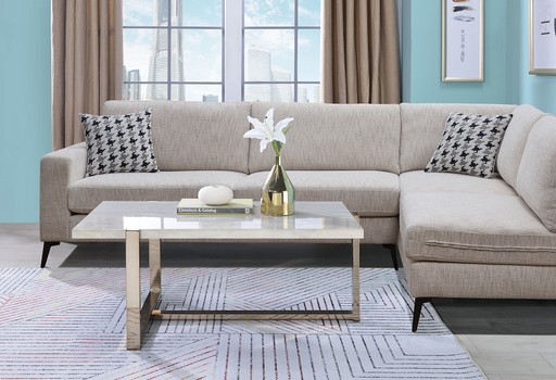 Feit Faux Marble & Champagne Coffee Table - U&U Home Budget Furniture (Carteret, NJ)