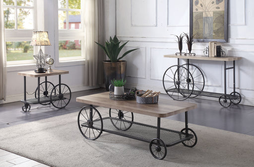 Francie Oak & Antique Gray Coffee Table - U&U Home Budget Furniture (Carteret, NJ)