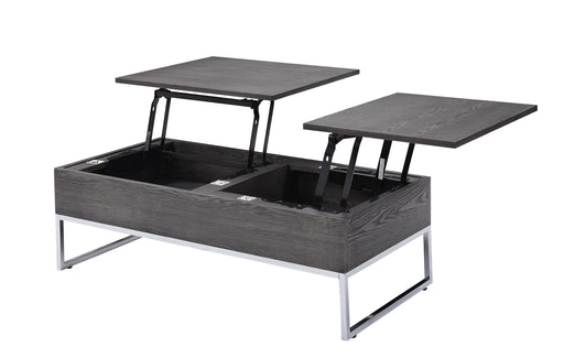 Iban Gray Oak & Chrome Coffee Table - U&U Home Budget Furniture (Carteret, NJ)