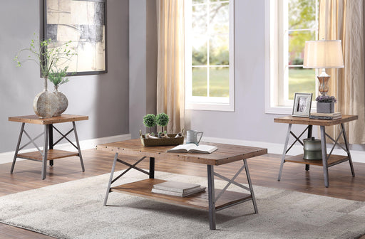 Ikram Weathered Oak & Sandy Black Coffee Table - U&U Home Budget Furniture (Carteret, NJ)