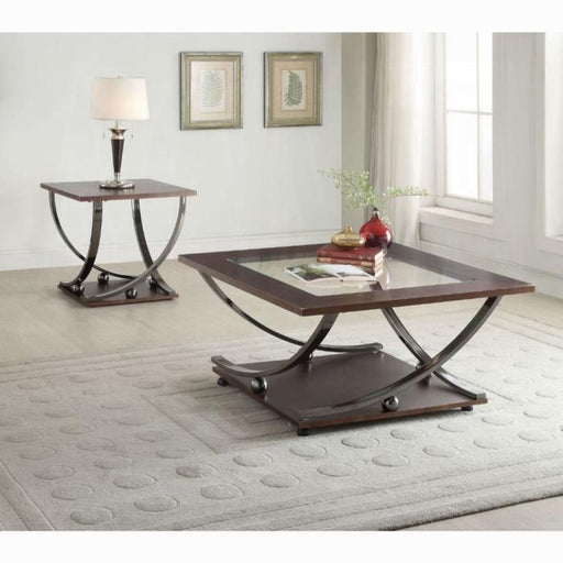 Isiah Black Nickel & Clear Glass Coffee Table - U&U Home Budget Furniture (Carteret, NJ)