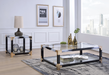 Lafty White Brushed & Clear Glass Coffee Table - U&U Home Budget Furniture (Carteret, NJ)