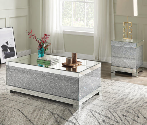 Mallika Mirrored & Faux Crystals Coffee Table - U&U Home Budget Furniture (Carteret, NJ)