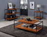 Oaken Honey Oak & Black Coffee Table - U&U Home Budget Furniture (Carteret, NJ)