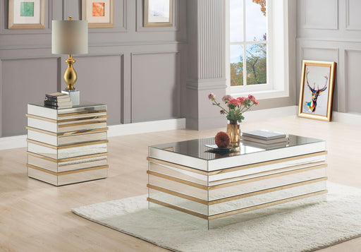 Osma Mirrored & Gold Coffee Table - U&U Home Budget Furniture (Carteret, NJ)