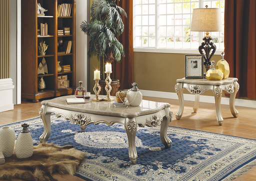 Ranita Marble & Champagne Coffee Table - U&U Home Budget Furniture (Carteret, NJ)