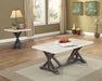 Romina White Marble & Weathered Espresso Coffee Table - U&U Home Budget Furniture (Carteret, NJ)