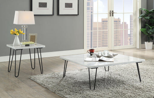 Telestis White Marble & Black Coffee Table - U&U Home Budget Furniture (Carteret, NJ)