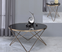 Valora Champagne & Black Glass Coffee Table - U&U Home Budget Furniture (Carteret, NJ)