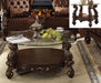 Versailles Cherry Oak & Clear Glass Coffee Table - U&U Home Budget Furniture (Carteret, NJ)