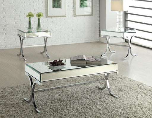 Yuri Mirrored Top & Chrome Coffee Table - U&U Home Budget Furniture (Carteret, NJ)