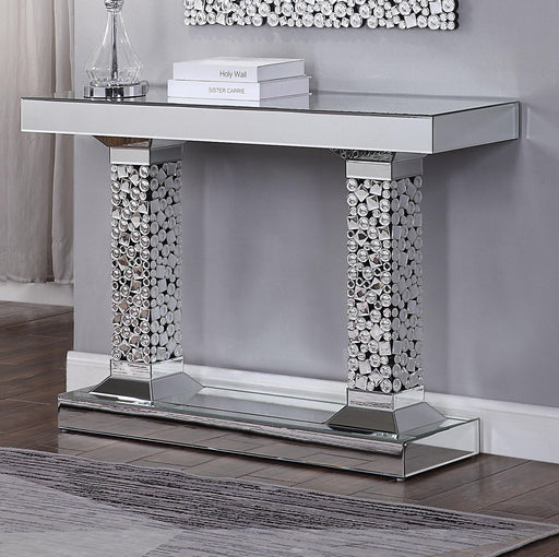 Kachina Mirrored & Faux Gems Console Table - U&U Home Budget Furniture (Carteret, NJ)
