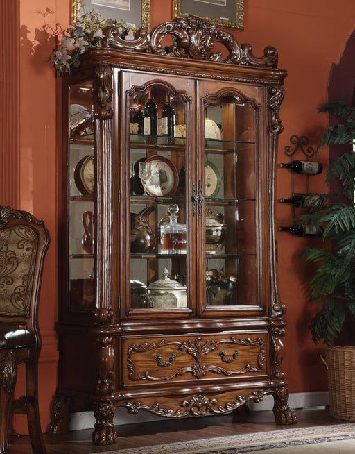 Dresden Cherry Oak Curio Cabinet - U&U Home Budget Furniture (Carteret, NJ)