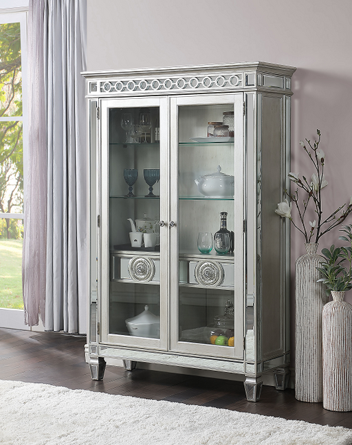 Varian Mirrored & Antique Platinum Curio - U&U Home Budget Furniture (Carteret, NJ)