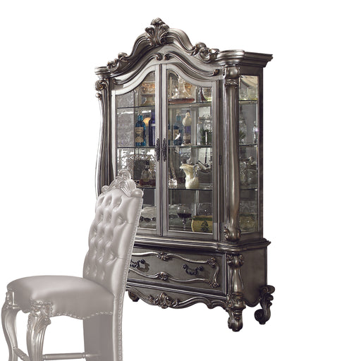 Versailles Antique Platinum Curio Cabinet - U&U Home Budget Furniture (Carteret, NJ)
