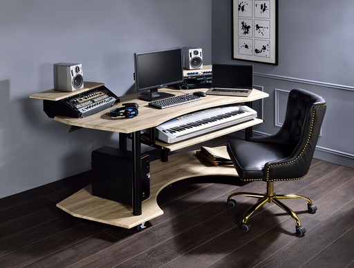 Eleazar Natural Oak Computer Desk - U&U Home Budget Furniture (Carteret, NJ)