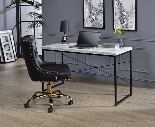 Jurgen Antique White & Black Desk - U&U Home Budget Furniture (Carteret, NJ)
