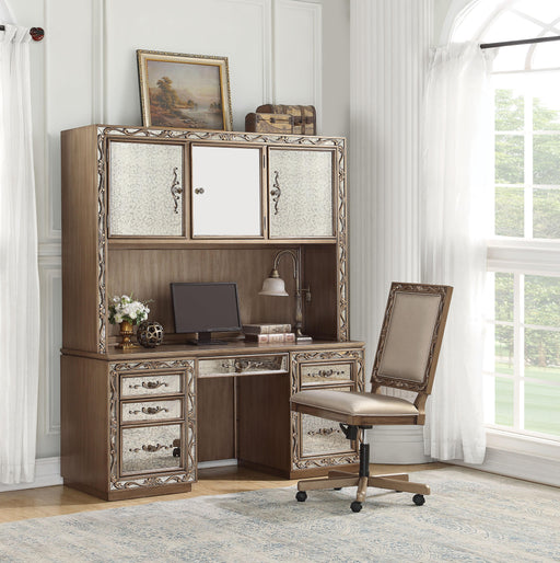 Orianne Antique Gold Computer Desk & Hutch - U&U Home Budget Furniture (Carteret, NJ)