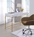 Ottey White High Gloss & Gold Desk - U&U Home Budget Furniture (Carteret, NJ)