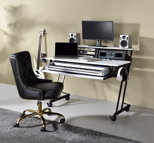 Suitor White & Black Computer Desk - U&U Home Budget Furniture (Carteret, NJ)