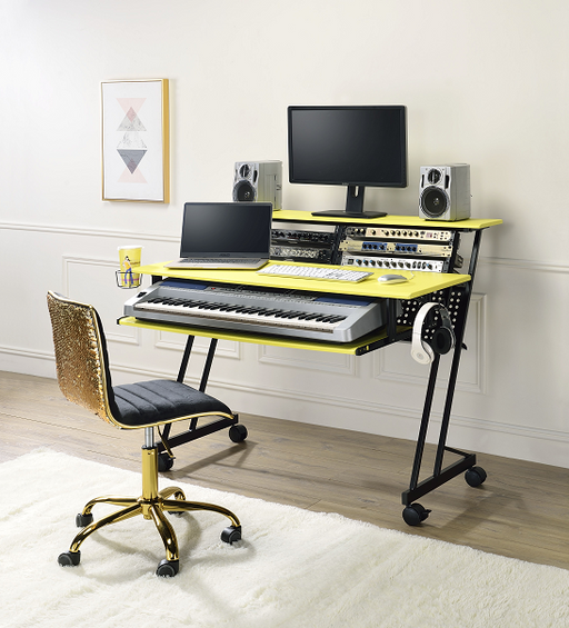 Suitor Yellow & Black Computer Desk - U&U Home Budget Furniture (Carteret, NJ)