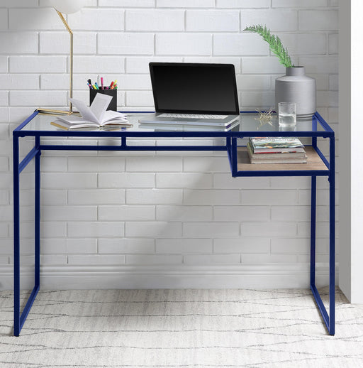 Yasin Blue & Glass Desk - U&U Home Budget Furniture (Carteret, NJ)