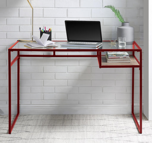 Yasin Red & Glass Desk - U&U Home Budget Furniture (Carteret, NJ)