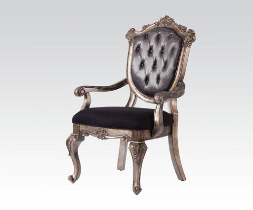 Acme Chantelle Button Tufted Back Seat Dining Arm Chair (Set of 2) in Antique Platinum 60543 - U&U Home Budget Furniture (Carteret, NJ)