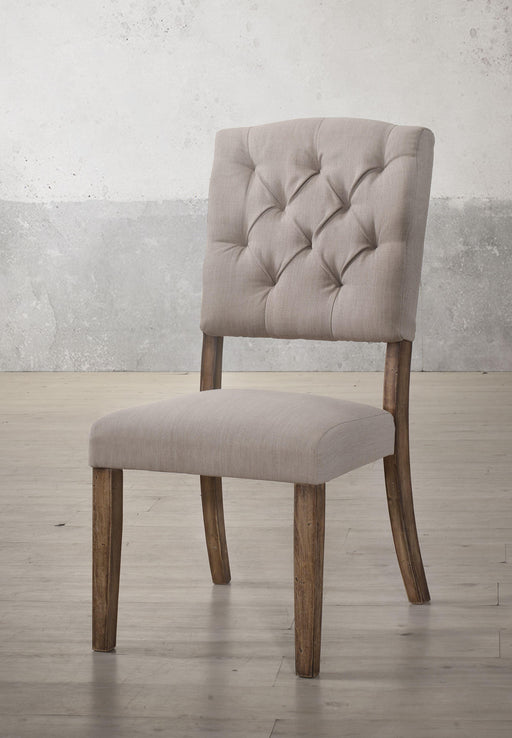 Bernard Cream Linen & Weathered Oak Side Chair - U&U Home Budget Furniture (Carteret, NJ)