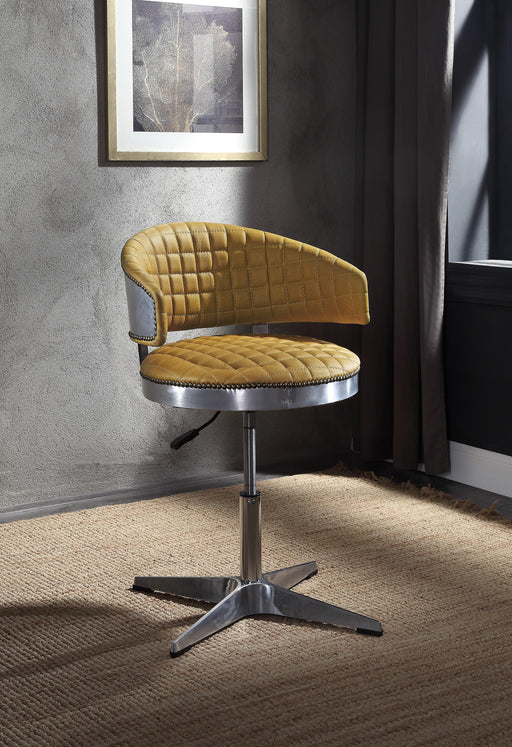 Brancaster Turmeric Top Grain Leather & Chrome Adjustable Chair w/Swivel - U&U Home Budget Furniture (Carteret, NJ)