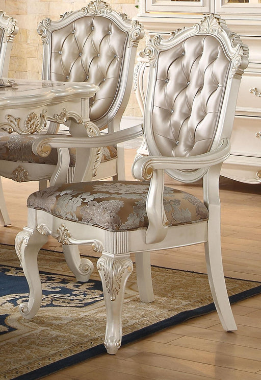 Chantelle Rose Gold PU & Pearl White Arm Chair - U&U Home Budget Furniture (Carteret, NJ)