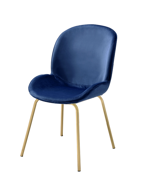 Chuchip Blue Velvet & Gold Side Chair - U&U Home Budget Furniture (Carteret, NJ)