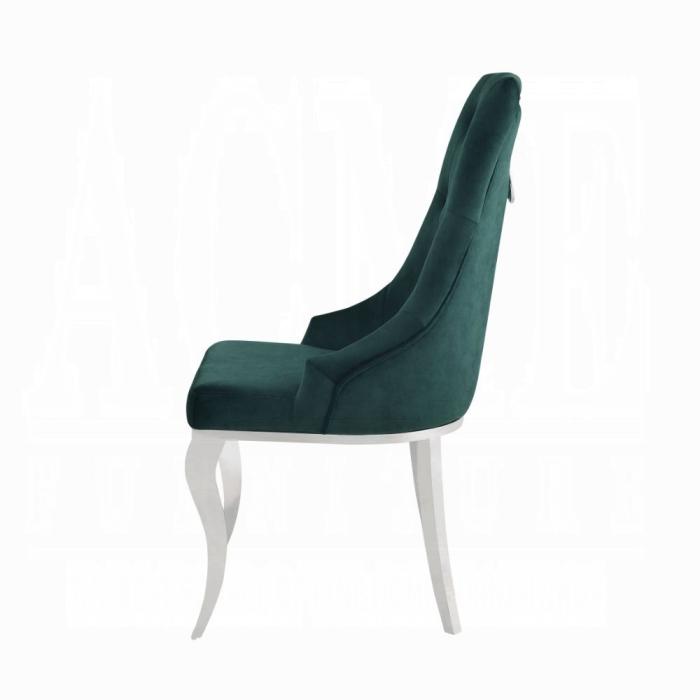 Dekel Green Fabric & Stainless Steel Side Chair - U&U Home Budget Furniture (Carteret, NJ)