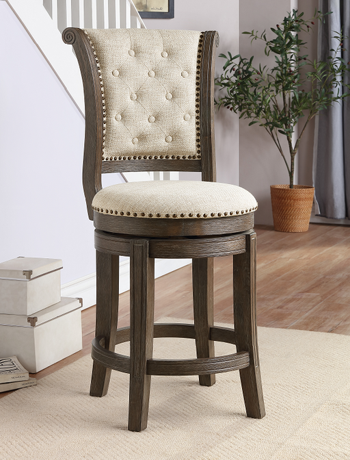 Glison Beige Fabric & Walnut Counter Height Chair (1Pc) - U&U Home Budget Furniture (Carteret, NJ)