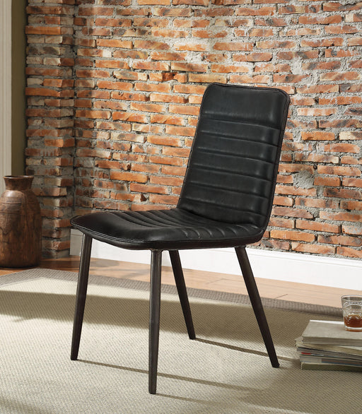 Hosmer Black Top Grain Leather & Antique Black Side Chair - U&U Home Budget Furniture (Carteret, NJ)