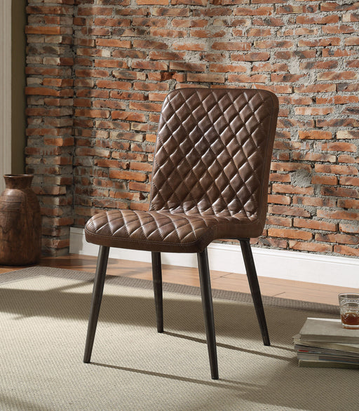 Hosmer Vintage Chocolate Top Grain Leather & Antique Black Side Chair - U&U Home Budget Furniture (Carteret, NJ)