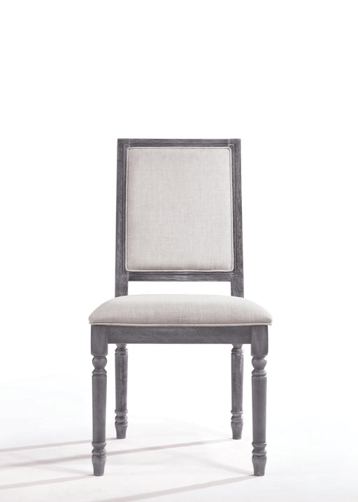 Leventis Cream Linen & Weathered Gray Side Chair - U&U Home Budget Furniture (Carteret, NJ)