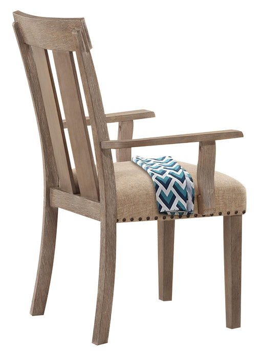 Nathaniel Fabric & Maple Arm Chair , Slatted Back - U&U Home Budget Furniture (Carteret, NJ)