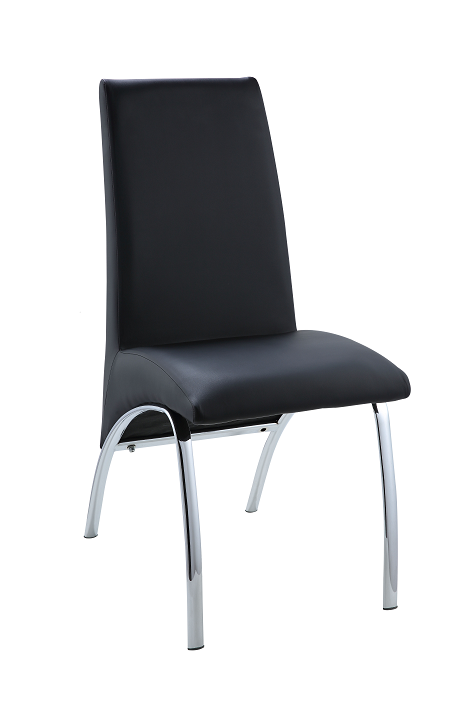 Pervis Black PU & Chrome Side Chair - U&U Home Budget Furniture (Carteret, NJ)