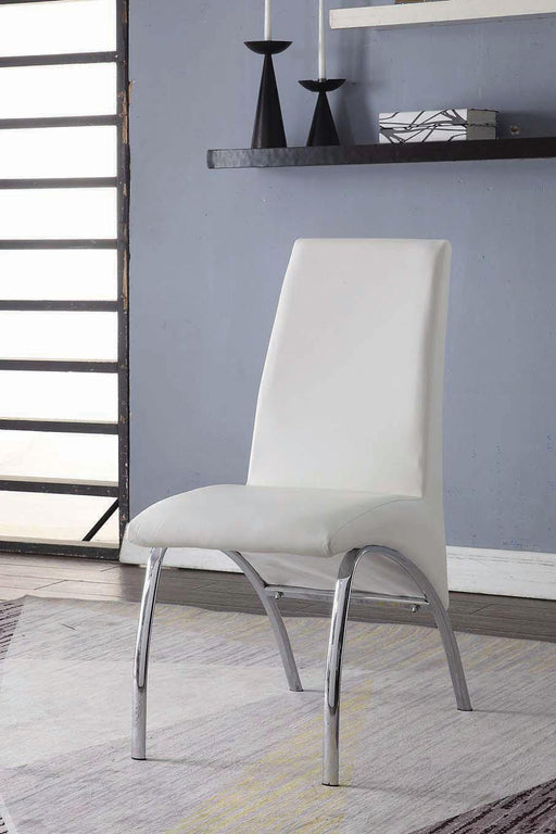 Pervis White PU & Chrome Side Chair - U&U Home Budget Furniture (Carteret, NJ)