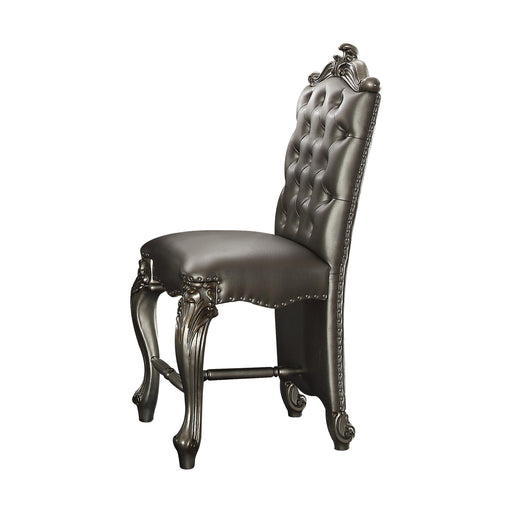 Versailles Silver PU & Antique Platinum Counter Height Chair - U&U Home Budget Furniture (Carteret, NJ)