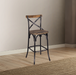 Zaire Antique Black & Antique Oak Bar Chair (1Pc) - U&U Home Budget Furniture (Carteret, NJ)