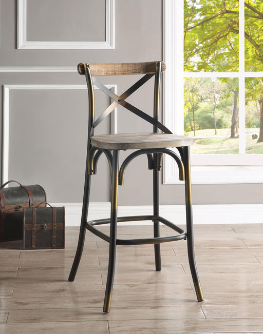 Zaire Antique Copper & Antique Oak Bar Chair (1Pc) - U&U Home Budget Furniture (Carteret, NJ)