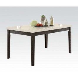 Acme Nolan Rectangular Dining Table in White Marble/Weathered Black 72850 - U&U Home Budget Furniture (Carteret, NJ)