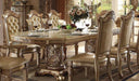 Acme Vendome Double Pedestal Dining Table in Gold Patina 63000 - U&U Home Budget Furniture (Carteret, NJ)