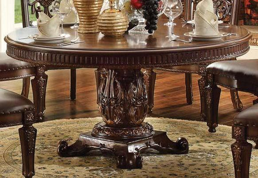 Acme Vendome Single Pedestal Round Dining Table with 60"D Table Top in Cherry 62015 - U&U Home Budget Furniture (Carteret, NJ)